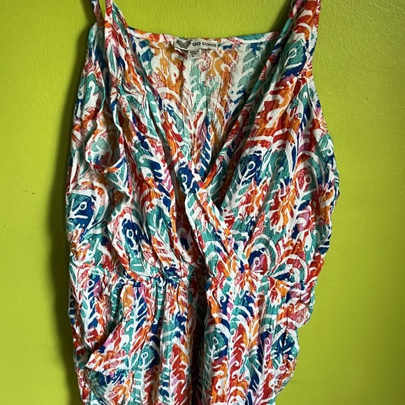 Go Coco Colorful Batik Boho Sleeveless Top Size L - Picture 2 of 5